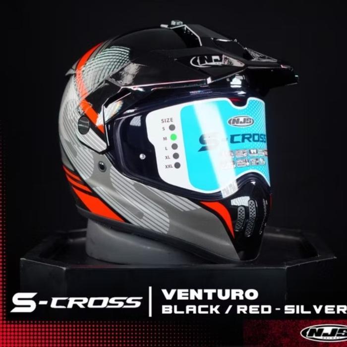 HELM NJS S-CROSS VENTURO BLACK GREY GLOSSY TRAIL CROSS ADVENTURE