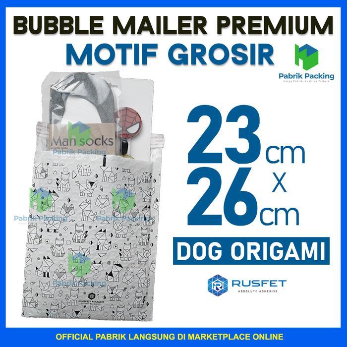 AMPLOP BUBBLE PACKING BUBBLE MAILER MOTIF DOG ORIGAMI 23 x 26 CM
