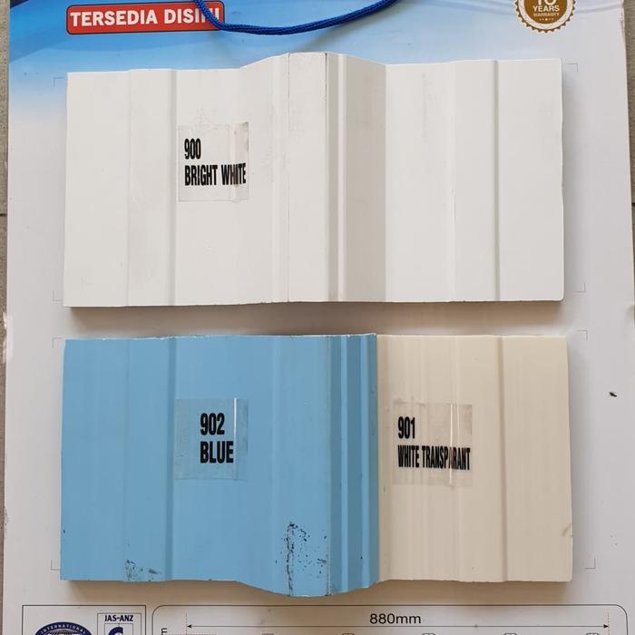 SunPanel 88 Atap uPVC Biru Doff & White Tahan Asam Garam & Sinar UV Ideal untuk Bangunan Korosif dan