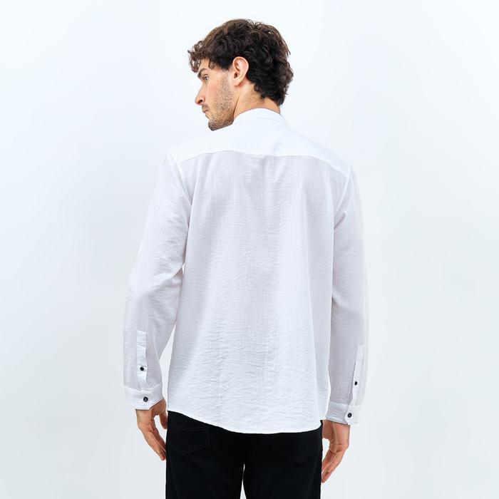 Emba Denim - Naraya One Kemeja Koko Pria Lengan Panjang Polos Regular Baju Fit Kancing Putih Muslim