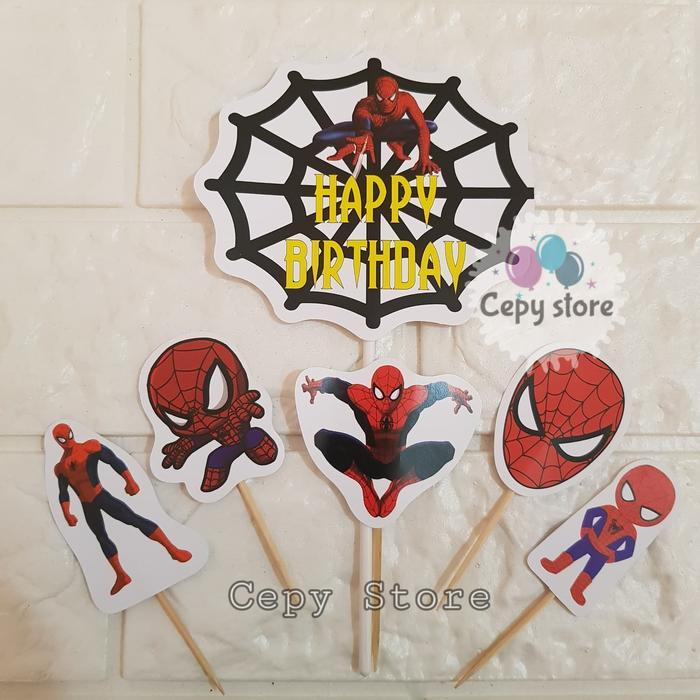 Cake Topper Happy Birthday / Cake Topper Spiderman / Hiasan Kue