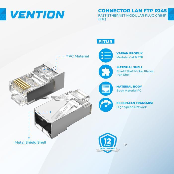 Vention Connector Lan Ftp Rj45 Fast Ethernet Modular Plug Crimp