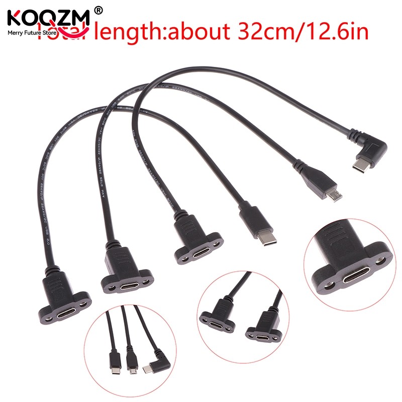 Usb 3.1 Type C Micro Usb2.0 With Panel Mount Screw Extension Cable Cord Usb C Male To Female