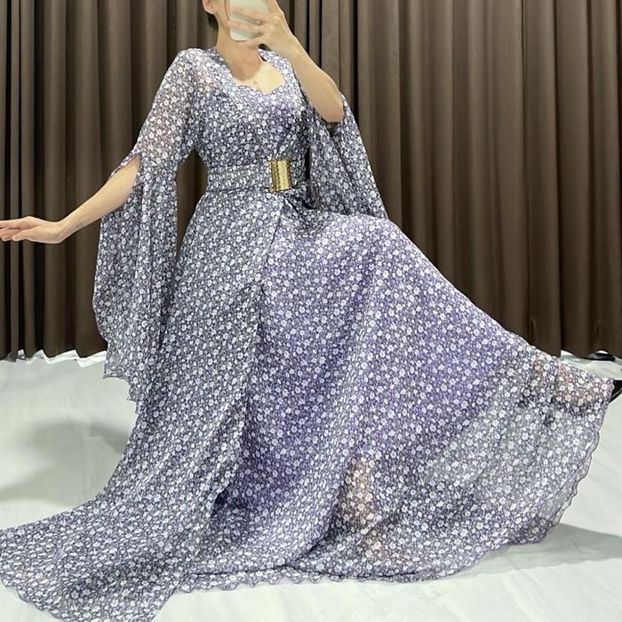 Karina Long Dress Outer Dress Dalaman,Outer Belt Bandana Senada Ceruty Luceybrand