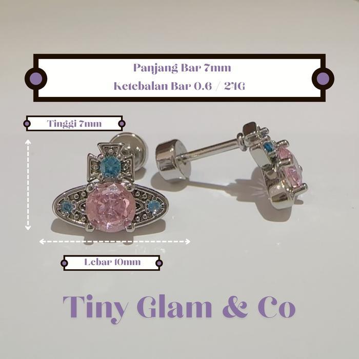 (Sepasang) Anting Tindik Barbel Titanium Lapis Emas 18K - Tiny Glam & Co Anting Klip