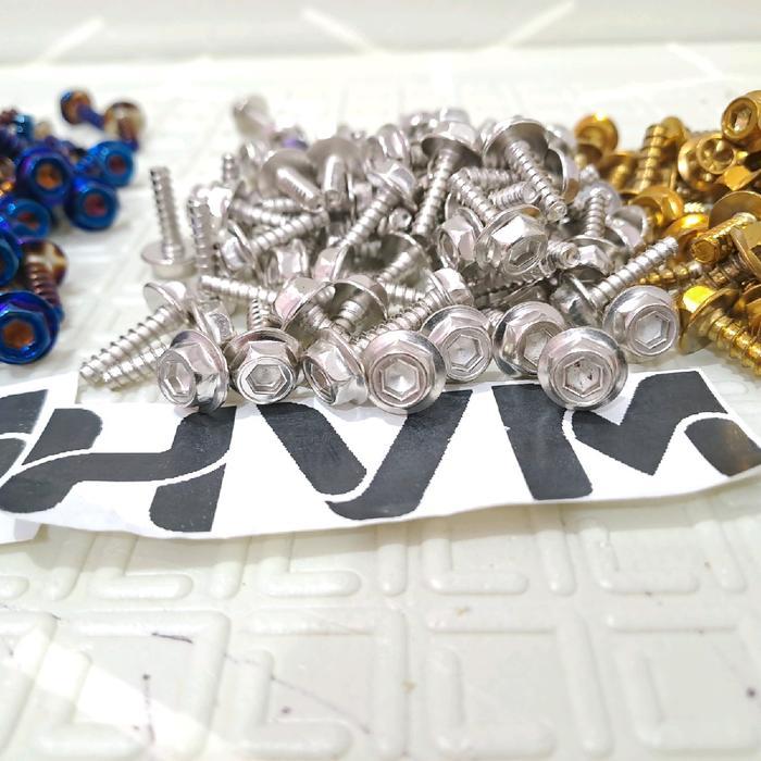 "New" isi 20 baut body yamaha probolt 2 kunci chrom 2kunci motor mio j mio soul jupiter z force 1