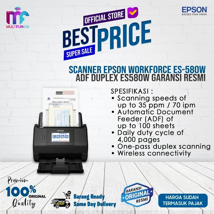 Scanner Epson WorkForce ES-580W ADF Duplex ES580W Garansi Resmi