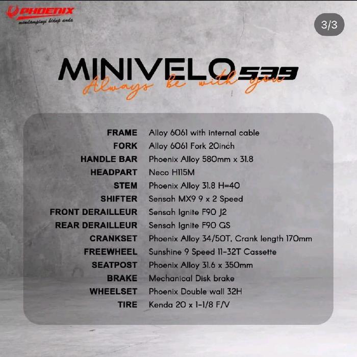 Sepeda Minivelo 20 Phoenix 539 18 Speed murah berkualitas