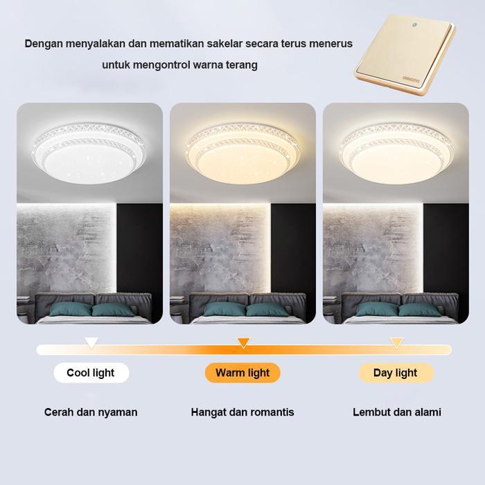 GL LAMPU LED CEILING PLAFON 3 WARNA 40 WATT DUA TINGKAT LAMPU HIAS LAMPU BULAT UNTUK RUANG
