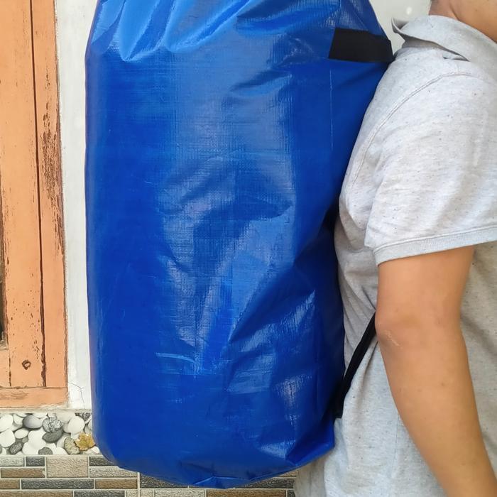 Tas Besar Baju Kotor Lipat Laundry/Tas Laundry Terpal/Ransel Bulat Tbk