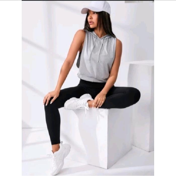 Hoodie Rompi Wanita Korean Style Rompi Croptop Sport Hodie Crop Korea Atasan Olahraga Wanita Vest