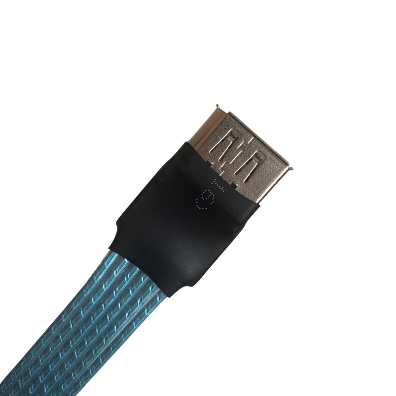 New Black Displayport V1.4 Flat Ribbon Adapter Cable 90 Degree Angled Shield Fpc Dp To Dp1.4 Hdr/Dsc