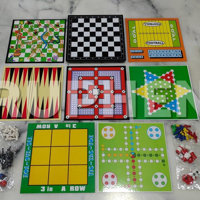 Magnetic Board Games 9 in 1 - Catur, Ular Tangga Ludo, Halma, Checkers