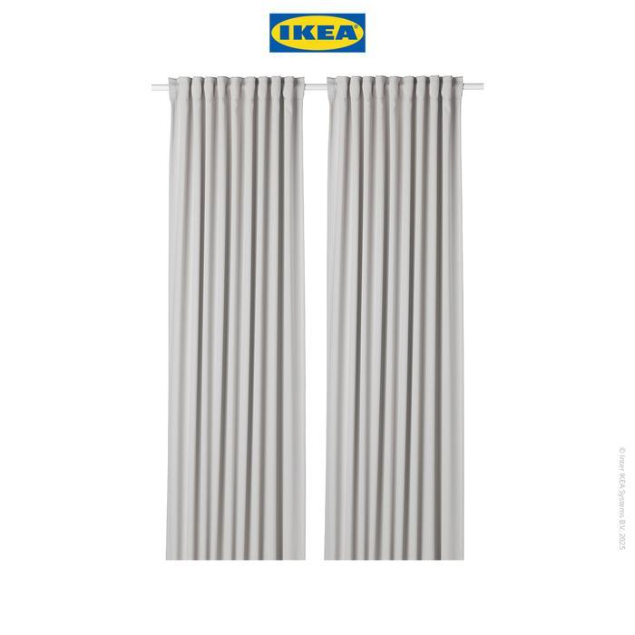 IKEA MAJGULL Gorden Anti Tembus Cahaya 1 Pasang Abu Muda 145x250 cm Tirai