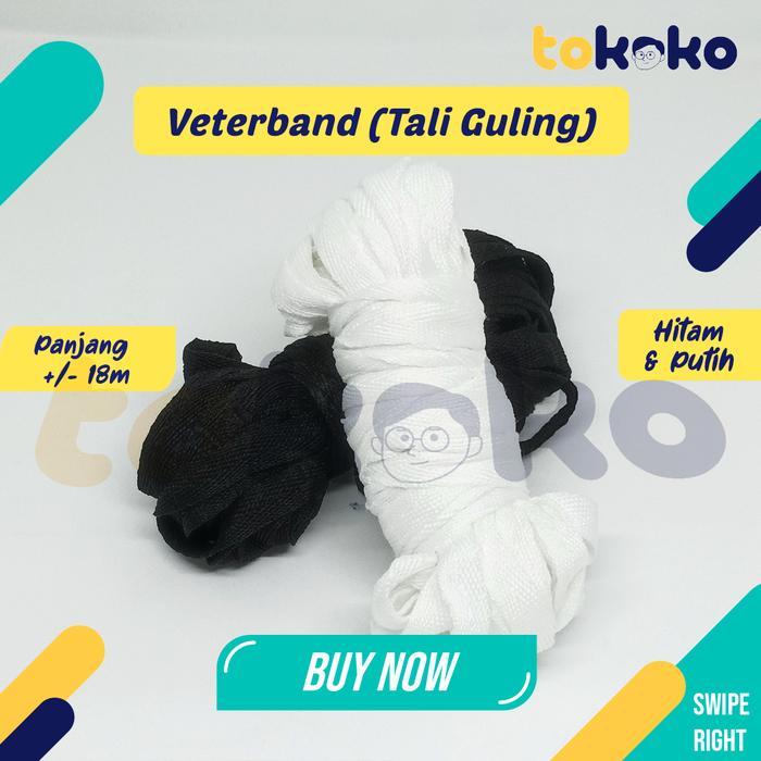 Tali Guling Veterban 1 cm Hitam dan Putih panjang 18 meter Tali seprei piterban Aksesoris jahit