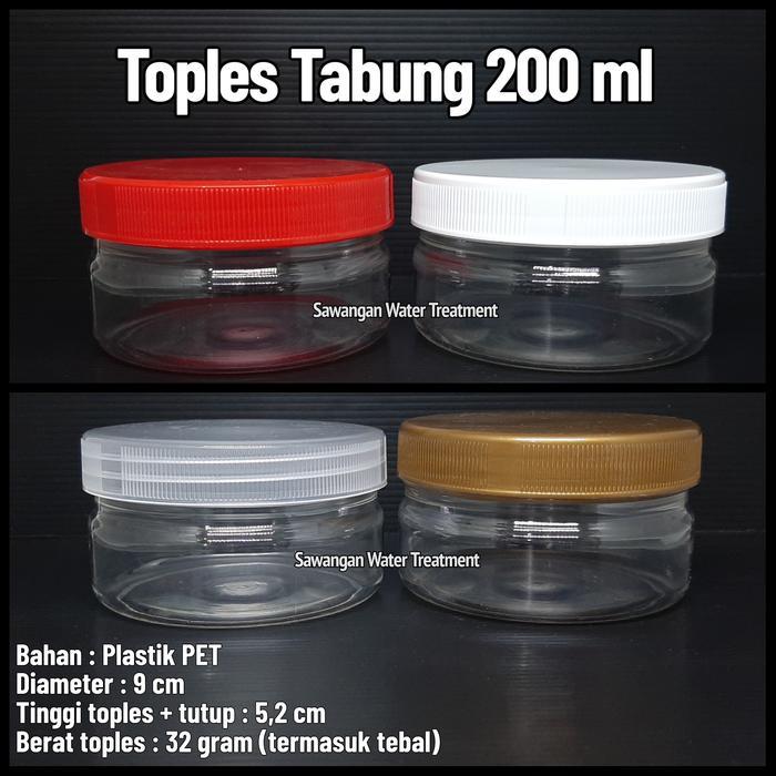 Toples Plastik 200 ml Tabung Tebal / toples 200ml plastik tabung