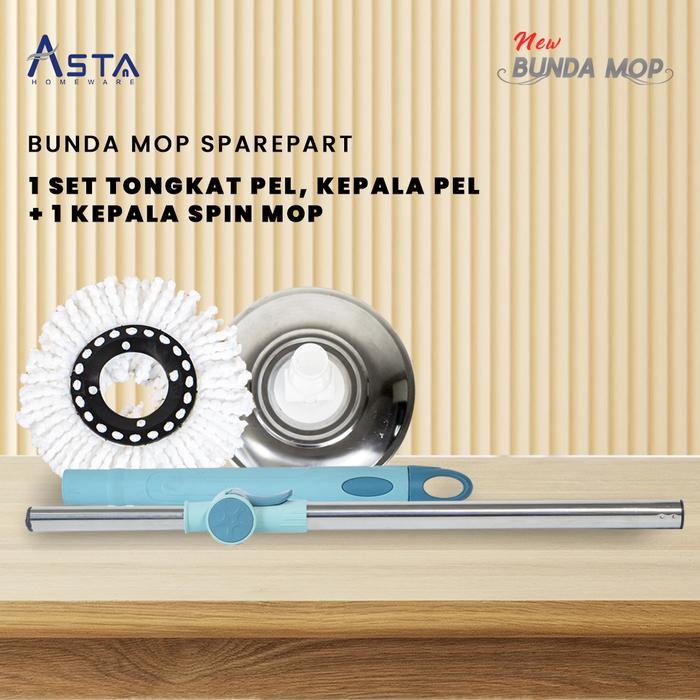 Asta Tongkat Pel Mop Set Kepala Pel Spin Mop Gagang Pel 1 Set Kain Pel Terlaris