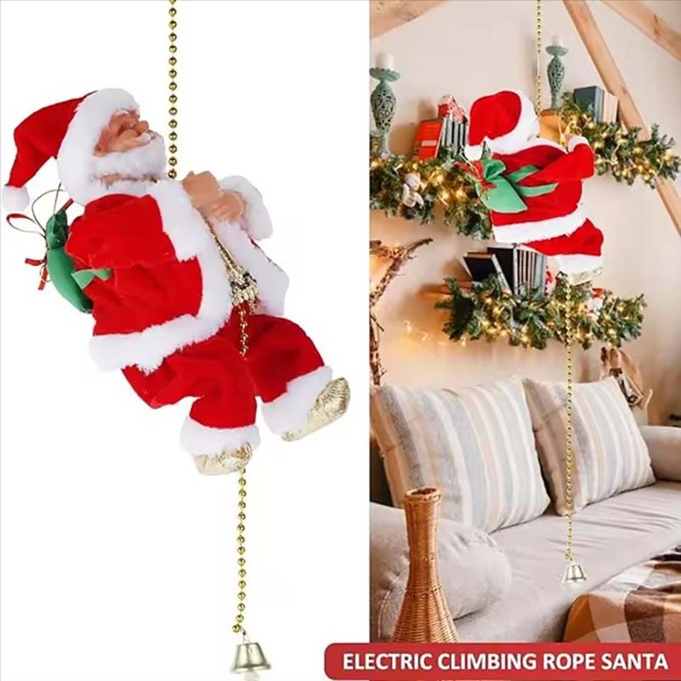 Santa Claus Climbing Beads Battery Operated Electric Climb Up and Down Climbing Santa with Light