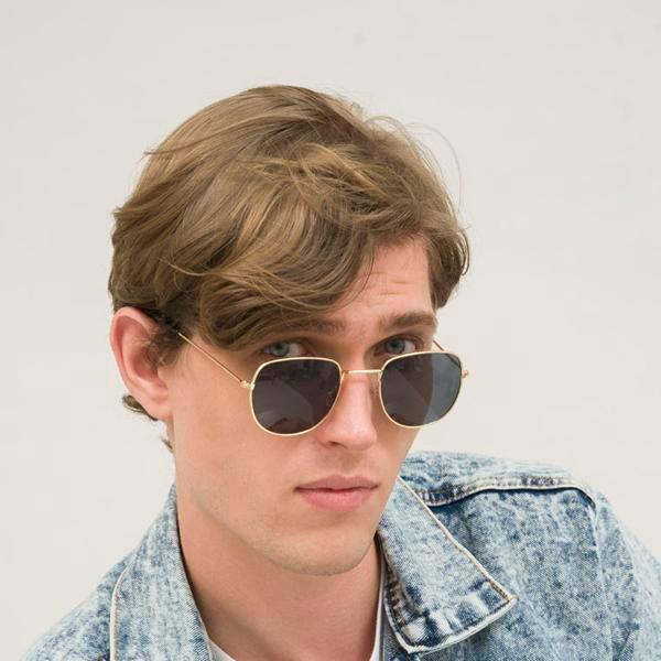 Frame Kacamata Sun Glasses Pria Wanita Unisex Hitam Emas