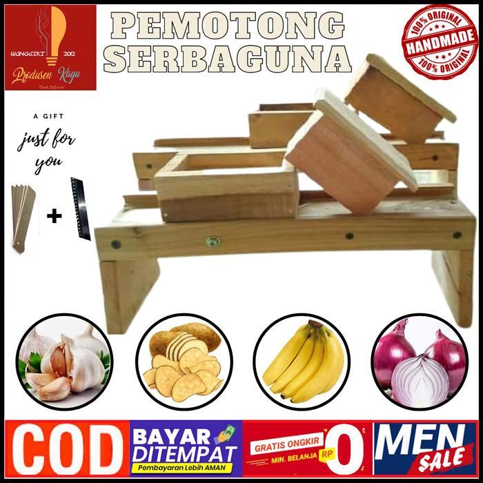 Uk.BESAR SERUTAN BAWANG PISANG KENTANG SINGKONG SERBA GUNA KAYU JATI ASLI