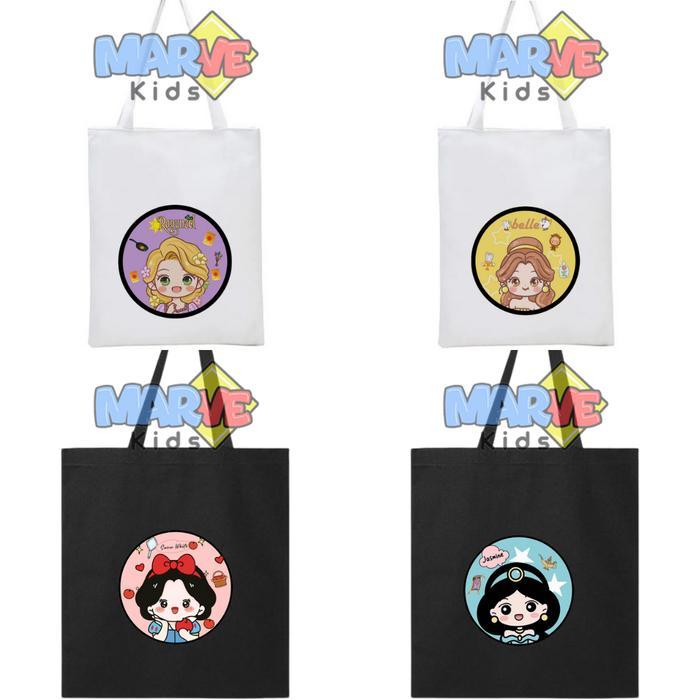 Totebag Tote Bag Princess Lucu Goodie Bag Souvenir Ulang Tahun Ultah Anak Tas Kanvas Sekolah