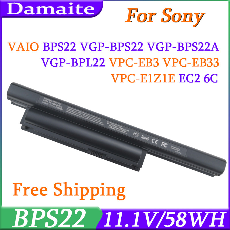 Laptop Battery BPS22 For SONY VAIO VGP-BPS22 VGP-BPL22 VGP-BPS22A VGP-BPS22/A VPC-EB3 VPC-EB33