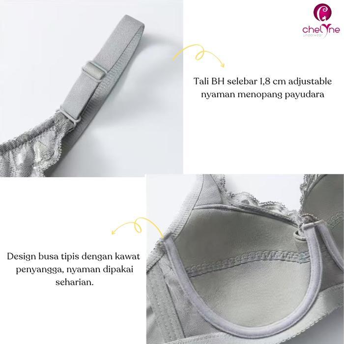 ASLI BH Brukat Busa Tipis Big Size V2044 Dengan Kawat Penyangga - BH Jumbo 36/44 Cup C - D Ready