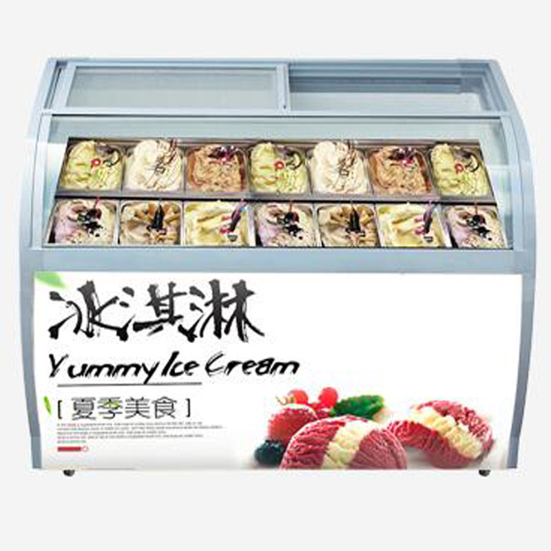 New Arrival Chiller Glass Door Freezer Gelato Commercial Ice Cream Showcase Display Freezer Ice