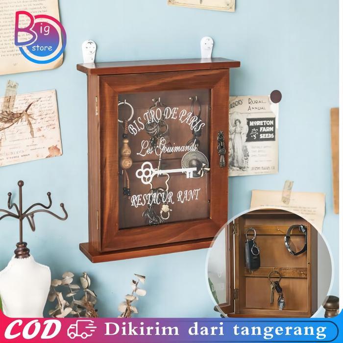 TERLARIS Box Penyimpanan Kunci Box Kayu Tempat Penyimpanan Kunci Key Box Dinding Box Tempat Kunci