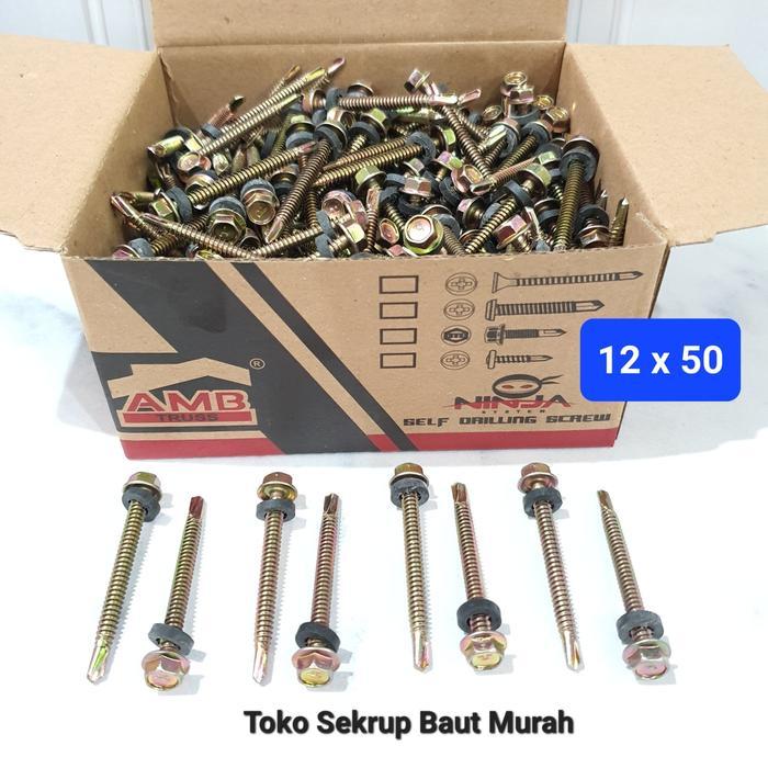 Baut Drilling / Roofing Screw / Drilling Sds/ Driling Sds 12x50 5cm Isi 100Pcs