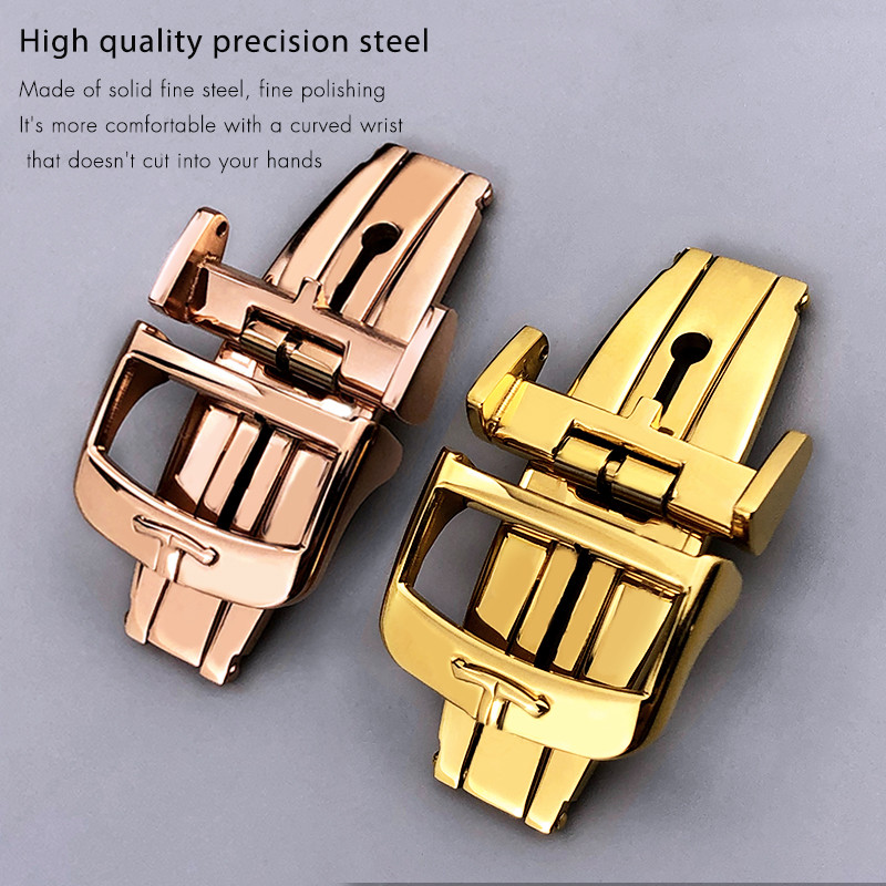 18mm Stainless Steel Folding Watch Buckle for Longines Jaeger-LeCoultre Leather Watch Strap Silver