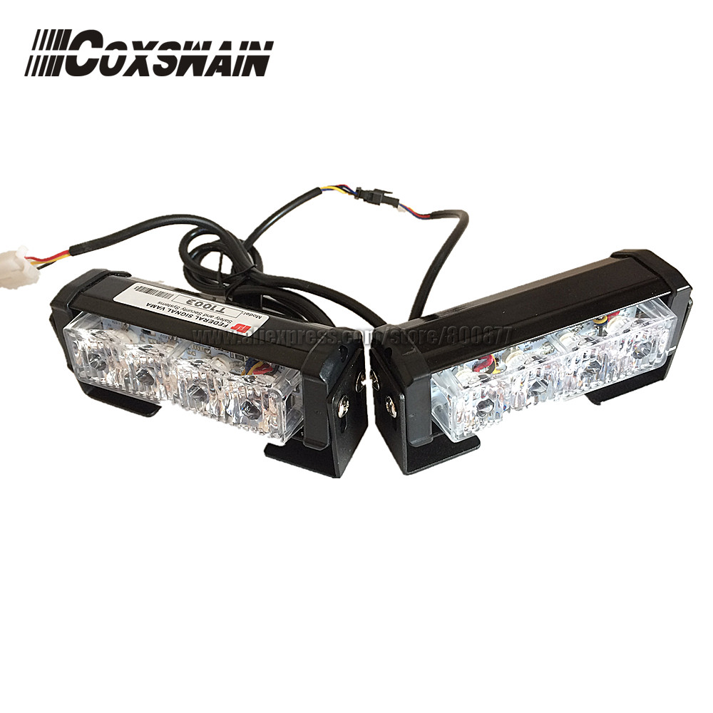 Dual Color 2X4 LED Universal Car Warning Strobe Flash Warning EMS Ambulance Emergency Light, 13