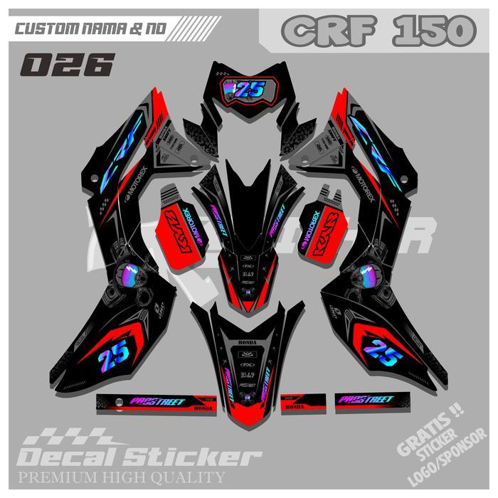 decal crf 150 full body hitam putih-Super Glosy AK 026 Kendaraan Motor Motorcycle bebek rbt wr 155