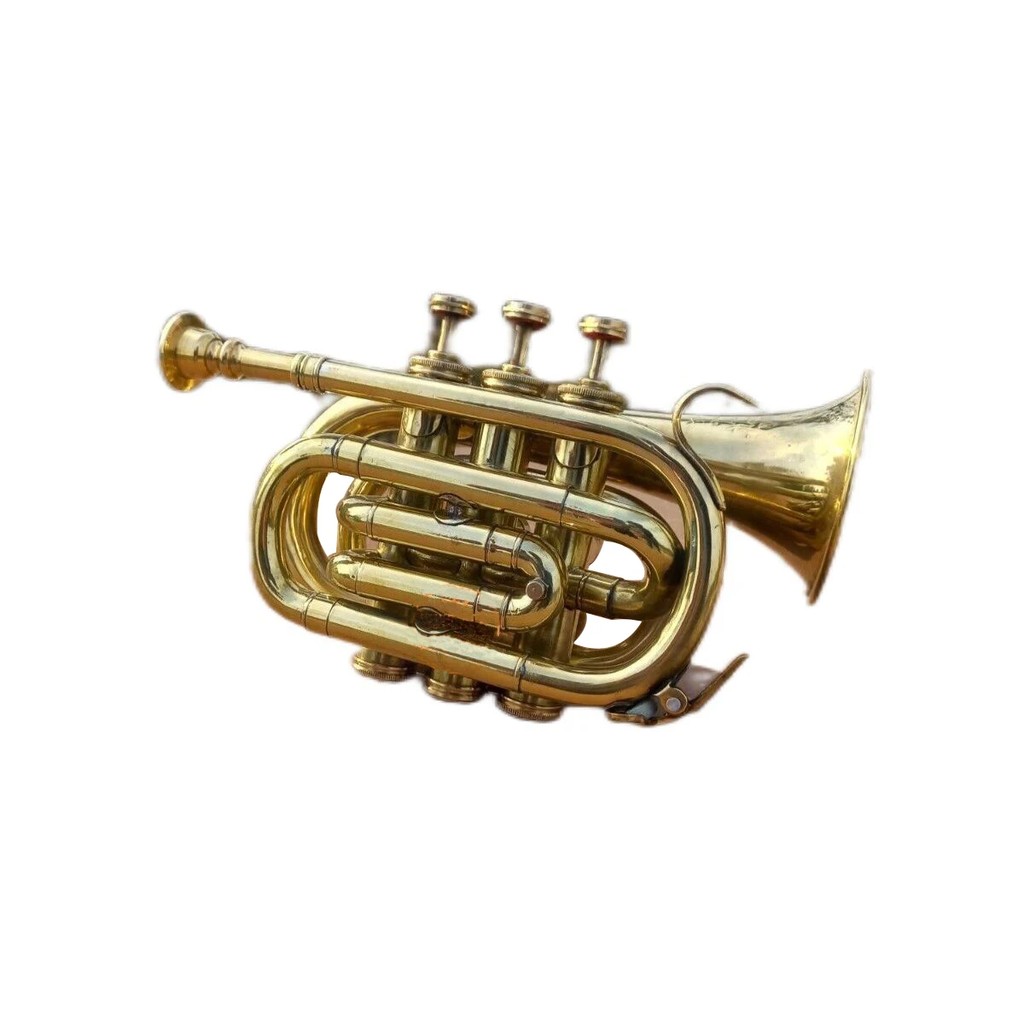 Professional Vintage Brass Trumpet Bb Pocket Trumpet 3 Valve Mouthpiece Gift