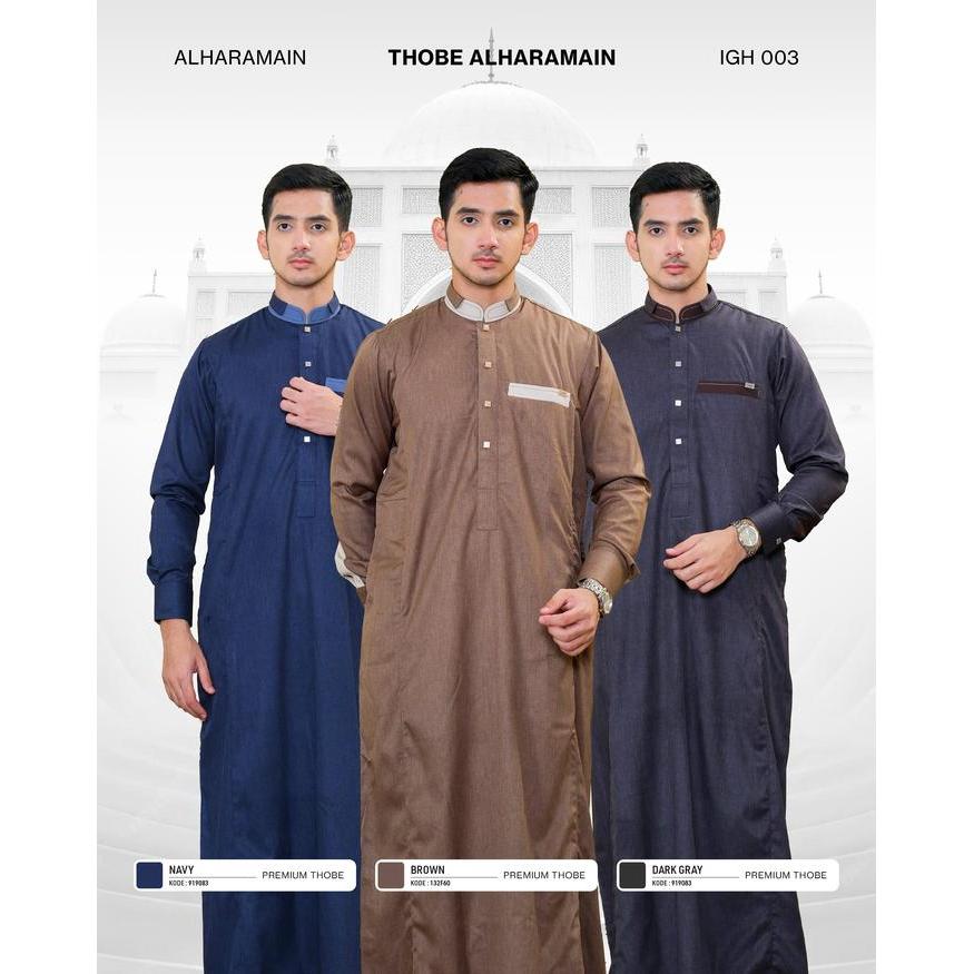 AL Haramain Jubah / Gamis Pria Remaja & Dewasa Premium Wol (IGH 003) Hitam Abu Abu Tua
