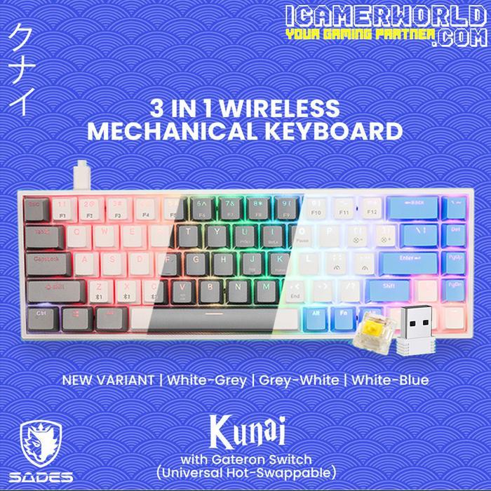 Sades KUNAI Gateron Hotswap 3in1 Wireless Mechanical Gaming Keyboard