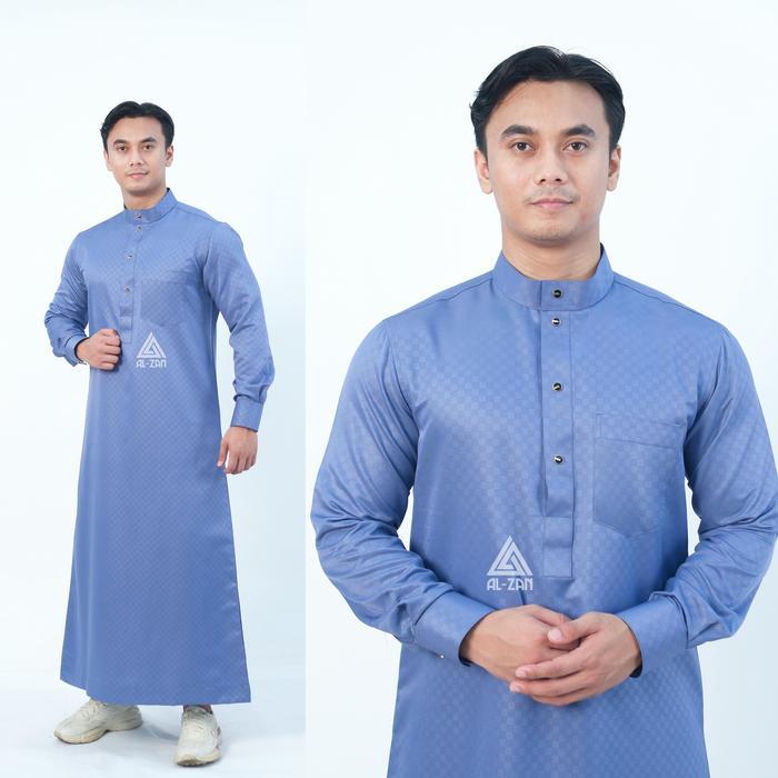 Jubah Pria Muslim Slimfit Jubah Gamis Pria Motif Emboss Lengan Panjang Manset Busana Muslim Baju
