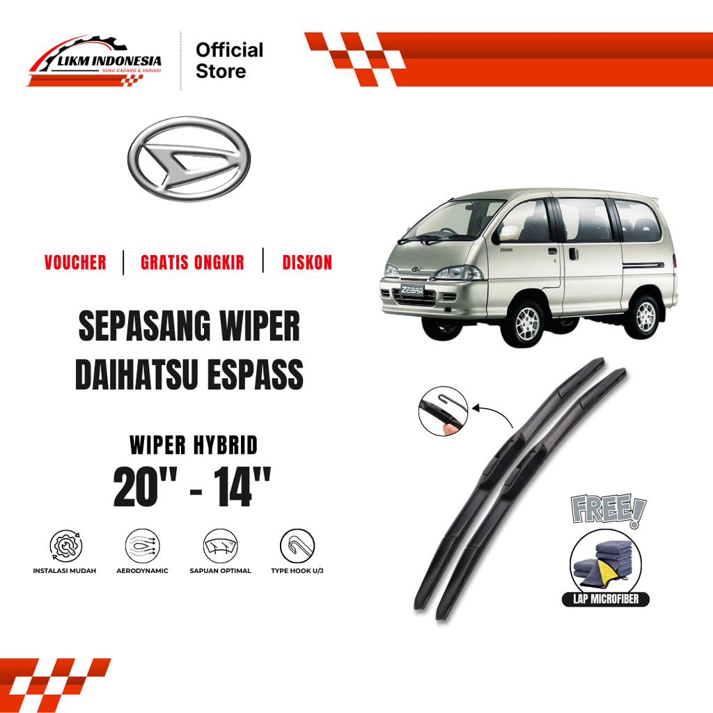 Wiper Daihatsu Espass Hybrid Kaca Depan Mobil Free Lap Microfiber