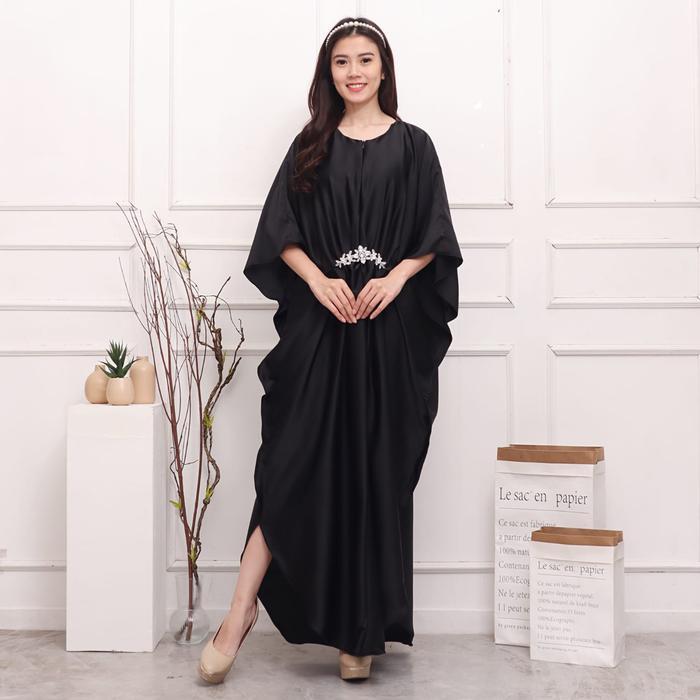 Kaftan Polos 2258 - Baju Lebaran Wanita - Super Mewah - Baju Muslim Dewasa - Dress Hitam Gamis Pesta
