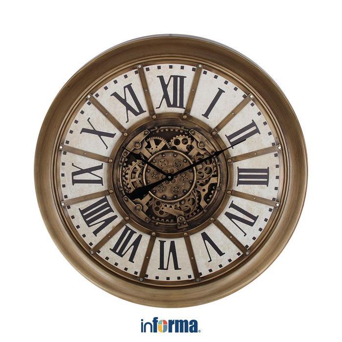 DISKON Informa 100 cm Jam Dinding Gear 025 - Gold Penunjuk Waktu Dekorasi Ruangan Akses Interior san