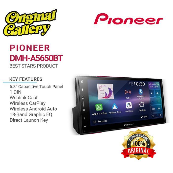 Head Unit Pioneer DMH-A5650BT Single Din Layar 6,8 inci  (Single Din)  Wireless AppleCarPlay Wireles