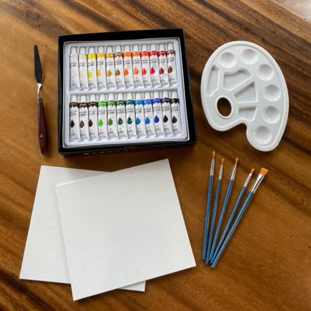 Cat Akrilik SET 24 Warna (ISI 33 PCS) FREE KANVAS