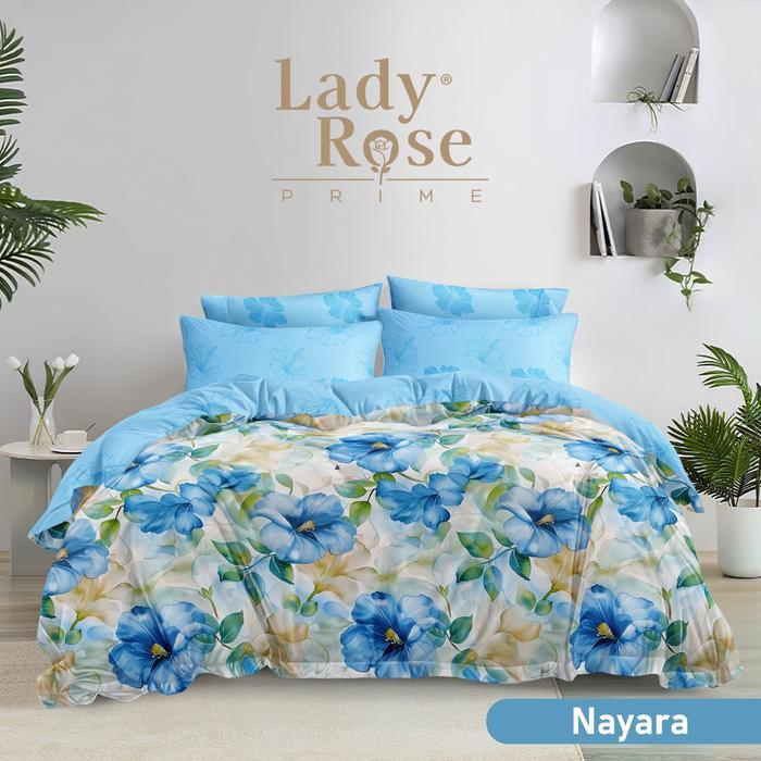 satu set bed cover 180x200 lady rose rumbai / tidak rumbai motif