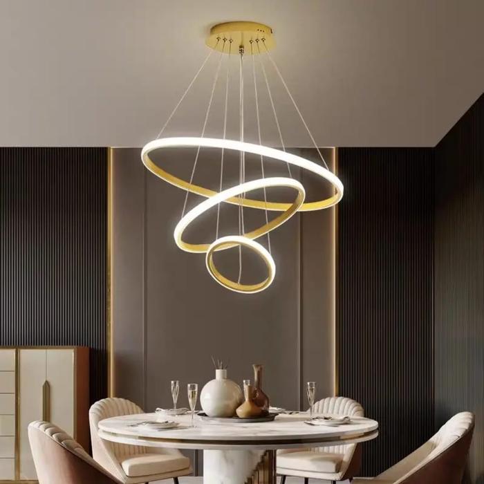 Lampu Gantung Ruang Tamu Ring 3 Warna Mewah & Elegan / Lampu gantung Ruang Tamu Kamar Tidur Kantor