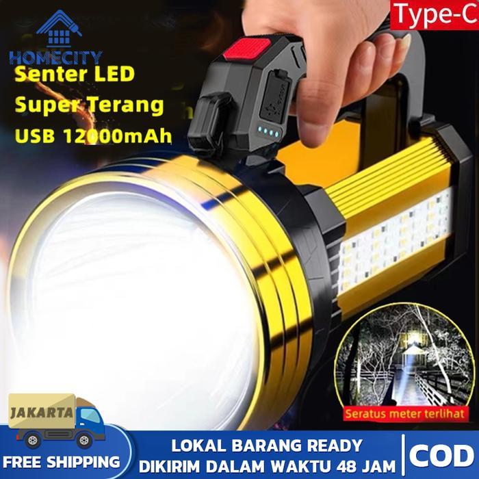 Senter LED Super Terang / 1200MAH / Senter Camping Jumbo Multifungsi / Senter LED Super Terang Tahan