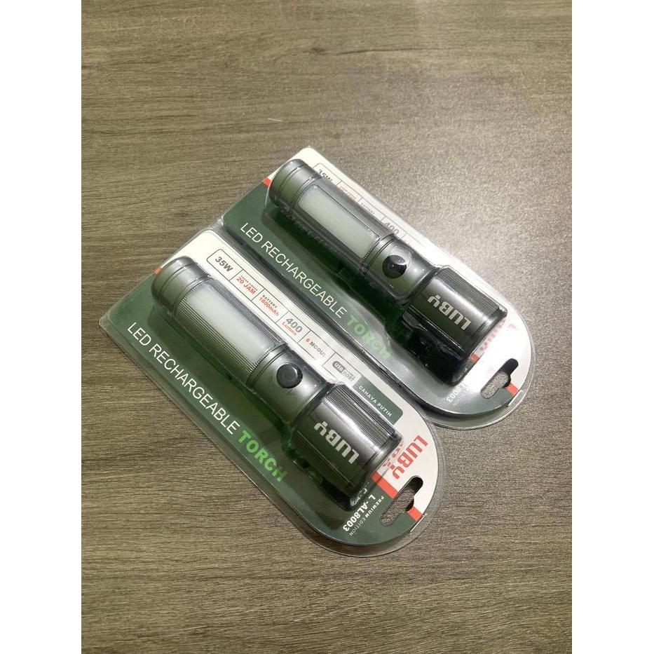 LUBY L-AL8001 30W/L-AL8002 50W/L-AL8003 35W Senter LED Rechargeable Torch Cahaya Putih Senter Tangan