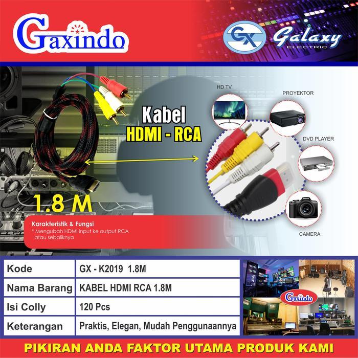 Kabel Jack Rca To Hdmi K2019 1.5 Meter Kabel Proyektor Laptop Tv Audio