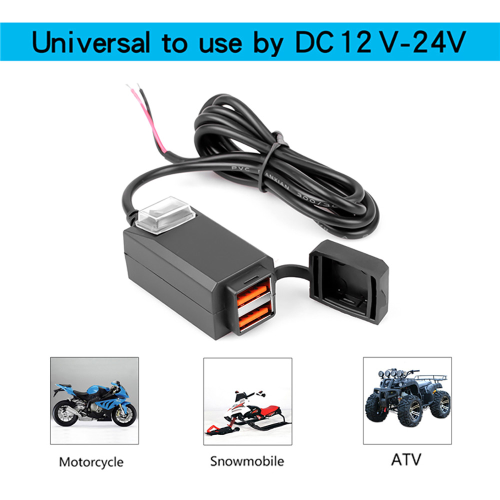 Dual USB Port 12V-24V Waterproof Motorbike Motorcycle Handlebar Charger QC3.0 Adapter Power Supply S