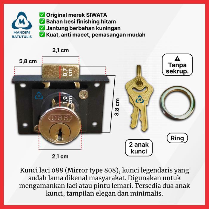 "New" Kunci Laci 088 - Konci Lemari Laci Meja Kayu 808 888 Drawer Lock Besar