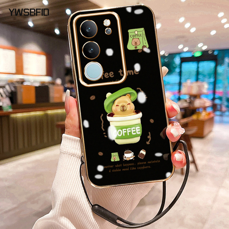 YWSBFID Casing Hp Untuk VIVO V29 5G V29 Pro 5G V27 5G V27 Pro 5G V27E Case HP Casing pola Waktu Kopi